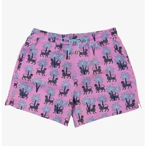 Ortigia Sicilia Men’s Gattopardo Pink Leopard Palm Tree Swim Shorts 2 31 Medium